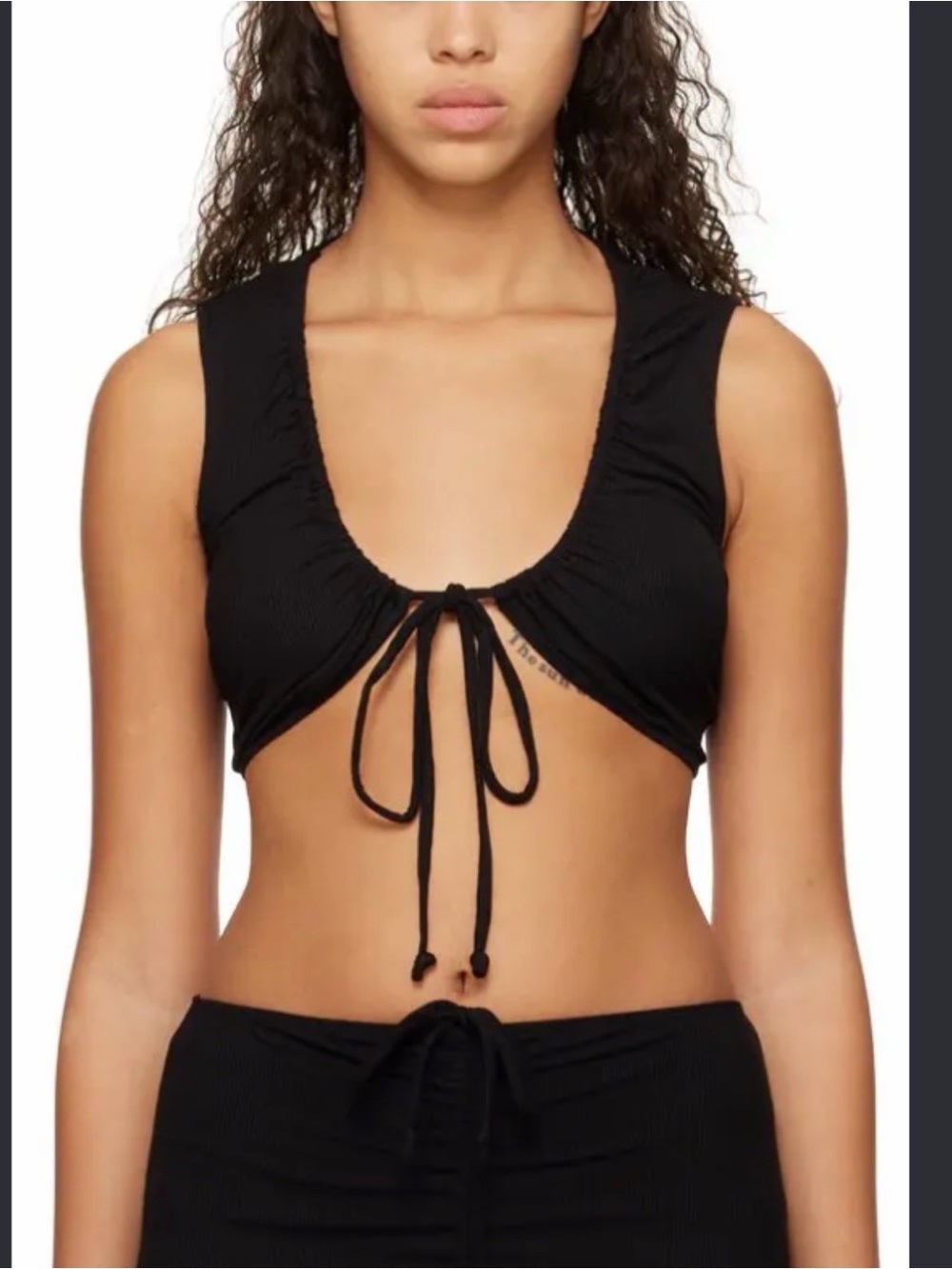 SKIMS Black Ribbed Crop Top Size Small Like New
